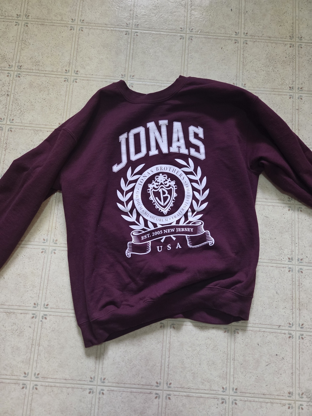 Jonas Brothers Gildan Maroon Crewneck Sweatshirt